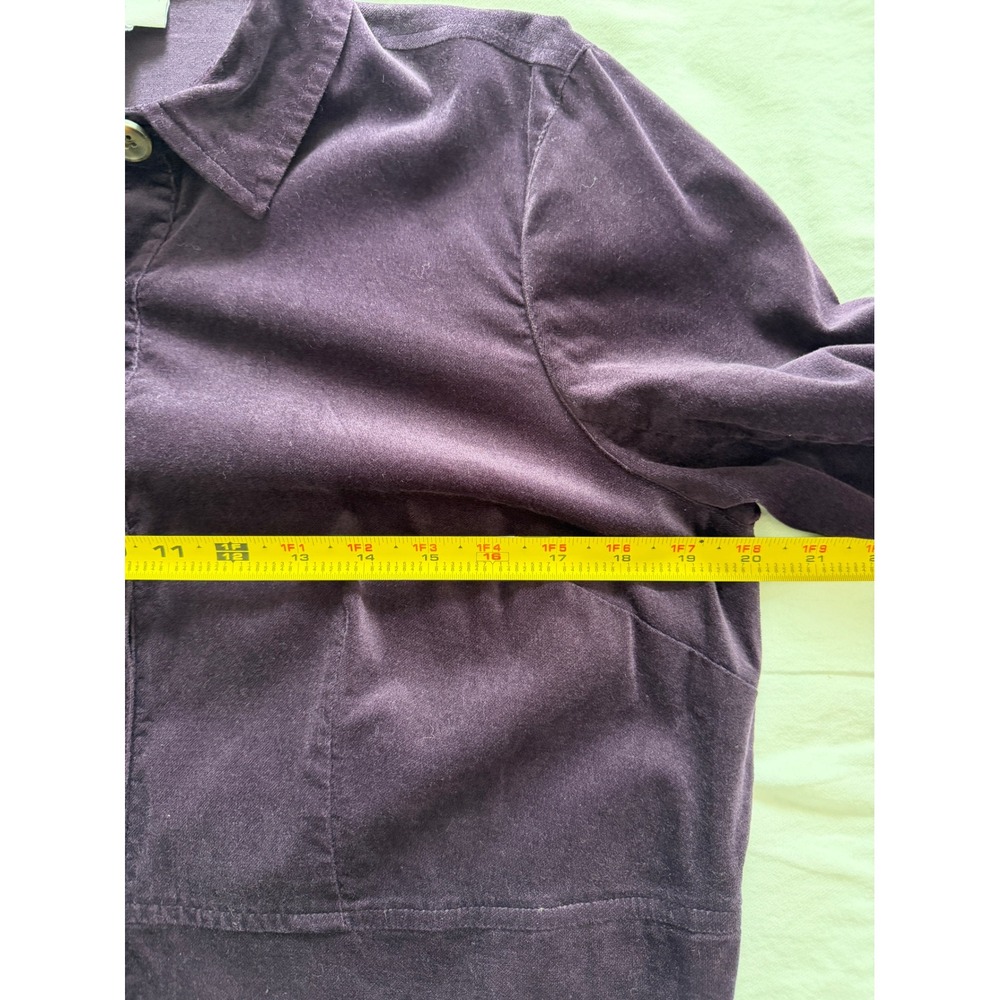 J. Jill M Plum Purple Stretch Velvet Button Front Midi Shirt Dress Cotton Blend - Picture 7 of 12